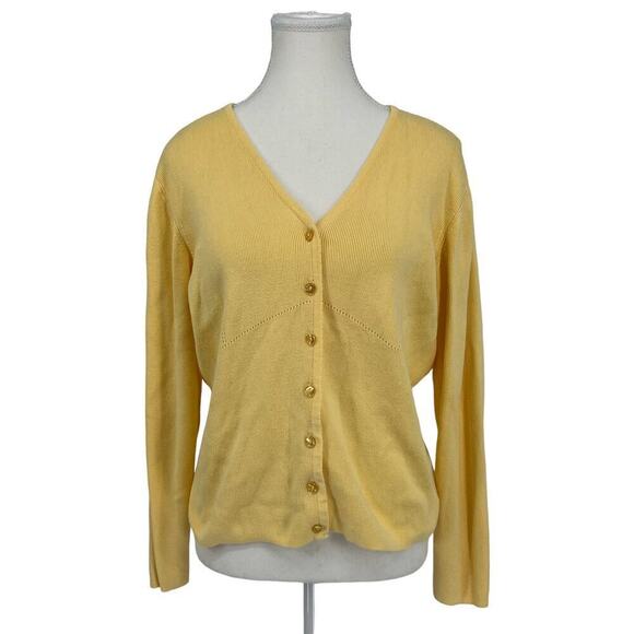 Vintage Sweaters - Vintage Y2K Erik Stewart Cardigan Canary‎ Yellow Button Front Medium